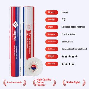 <span class=keywords><strong>Volant</strong></span> de badminton Lingmei F7 en plumes d'oie avec noyau en liège composite - Vol stable, résistant au vent, durable pour l'entraînement en intérieur/extérieur - Product Image 5