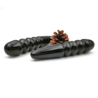 Bâton de massage en obsidienne noire refroidissante, pierre en verre volcanique naturel en forme de S pour la thérapie chaude et froide