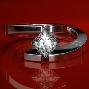 yunnique Wish Square Princess <b>Ring</b> <b>With</b> Simulated Diamonds <b>925</b> Sterling <b>Silver</b> Plated Women's Engagement <b>Ring</b> - Product Image 1