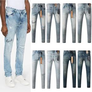 Jeans da <span class=keywords><strong>Uomo</strong></span> di Alta Qualità di Marca Americana Ksubii, <span class=keywords><strong>Elasticizzati</strong></span>, Slim Fit, Stile Streetwear, Denim Strappato e Distressed - Product Image 2