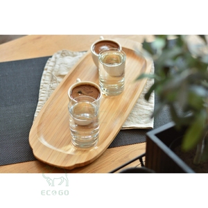 Bamboo Lacquered Solid Afternoon Tea <b>Tray</b> for Desserts Cups <b>Snacks</b> Restaurant Serving - Product Image 5