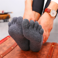 Chaussettes de travail pour hommes à cinq doigts, mi-hautes, à orteils séparés, déodorantes, noires, respirantes, en coton peigné absorbant la transpiration