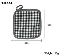 Vente chaude noir blanc à carreaux napperon ensemble isolé Table à manger Anti-brûlure casserole coussin caboteur tapis de cuisine