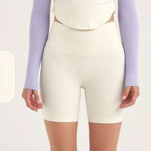 Logo personnalisé séchage rapide taille haute entraînement sport Fitness Shorts bout à bout minceur serré Yoga femme Gym Shorts - Product Image 3