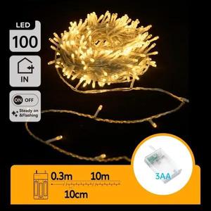 Guirlande lumineuse LED plate de 10 m, fonctionnement avec piles 3AA, couleur blanc chaud, idéale pour les décorations et les ambiances chaleureuses. - Product Image 1