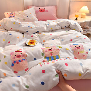 Juego de Ropa de <span class=keywords><strong>Cama</strong></span> <span class=keywords><strong>Infantil</strong></span> de Invierno Personalizado, Grueso, de Algodón de Doble Hilo, con Bordado de Dibujos Animados, 600 Hilos, Sábana, Funda de Edredón - Product Image 4