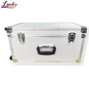 手推车旅行铝箱定制尺寸设备滚动箱带轮子银工具箱行李箱