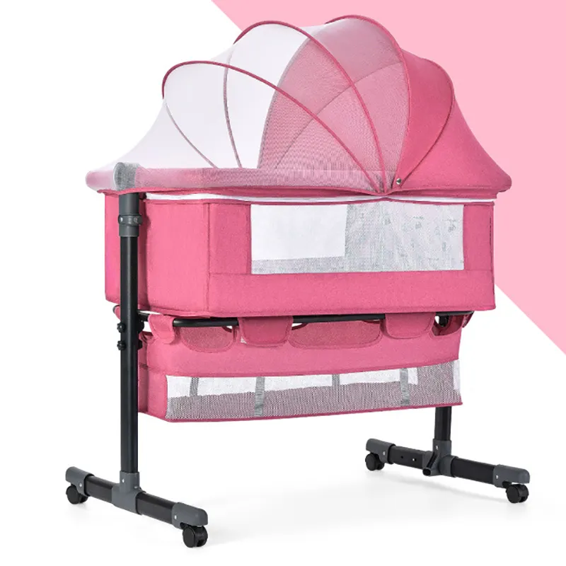 High quality three-speed level adjustable baby sleeping bed Breathable and comfortable crib Mosquito - proof baby bed in summer