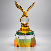Trophée de luxe en cristal K9 et métal doré, étanche, gravé au laser avec logo personnalisé, poli pour la reconnaissance d'entreprise
