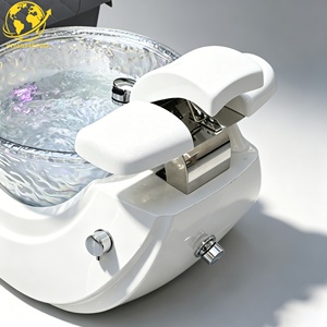 Fauteuil de Salon de Manucure Moderne de Luxe à Prix d'Usine, Réglable et Inclinable, en Fibre de Verre, avec Vibration et Drainage Automatique Sans Tuyau - Product Image 1
