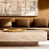 Table basse rectangulaire en travertin Cammy Stone, style Wabi-Sabi, moderne et simple, pour salon, maison, minimaliste, luxe léger