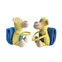 Jouets à mâcher pour chien en velours côtelé jaune texturé, faciles à nettoyer, jouet interactif pour chien avec coussin olfactif et couineur