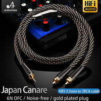 Câble audio Hi-End 3,5 mm vers 2 RCA mâle-mâle pour amplificateur de smartphone, home cinéma, microphone, moniteur, Hi-Fi, câble 3,5 vers double RCA