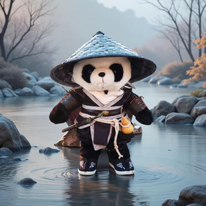 Peluche <span class=keywords><strong>Panda</strong></span> Artes Martiales, Tenue de Cowboy Western, Poupée Kung Fu Chinoise, Cadeau Créatif à thème Halloween - Product Image 1