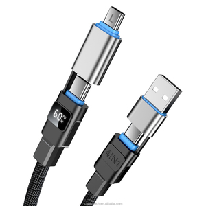 4 in 1 <strong>USB</strong> <strong>C</strong> <strong>Cable</strong> with Wattage Display 60W Round Nylon Braided Multi Charging <strong>Cable</strong> <strong>USB</strong> <strong>C</strong> Charging Cord Combo Type <strong>C</strong> - Product Image 2