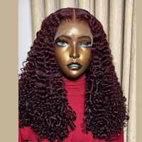 Perruques brésiliennes vierges en cheveux humains naturels, bouclés birmanes 300DD, avec dentelle frontale vietnamienne, tissées à la main, multi-longueurs, permanentées et teintes