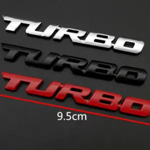 새로운 디자인 맞춤형 금속 장식 영어 문자 터보 차지 TURBO 로고 스티커 자동차 바디 및 테일 리어 트렁크