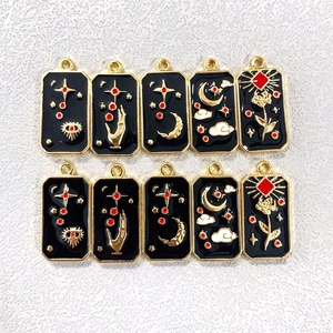 Black Tarot Card Enamel <strong>Charms</strong> Sun Moon Star Rose <strong>Magic</strong> <strong>Charms</strong> for DIY Jewelry <strong>Bracelet</strong> Necklace Earring Craft Decorations - Product Image 5