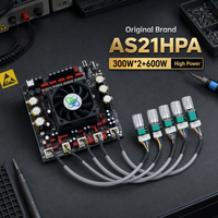 Placa Amplificadora AS21HPA TPA3255 de 2.1 Canales, 300W X2 + 600W con Ventilador de Refrigeración, Óptica, Coaxial, AUX para Cine en Casa