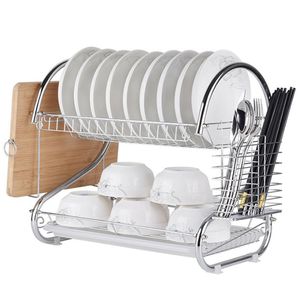 Stainless Steel Dish Drain <strong>Rack</strong> Double Layer Storage Stand Practical Kitchen Dishes <strong>Plates</strong> Organization Shelf Dish Drying <strong>Rack</strong> - Product Image 3
