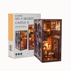 IIECREATE Libreria 3D in Legno, Kit Fai-da-Te per Angolo Lettura con Luce LED, Miniatura <span class=keywords><strong>Casa</strong></span> delle Bambole - Product Image 4