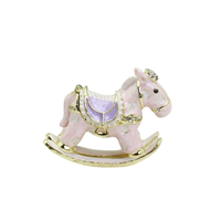 SHINNYGIFTS Boîte à bijoux en métal traditionnelle en forme de cheval à bascule, émail peint à la main, figurine pour la décoration de la maison et les cadeaux pour enfants