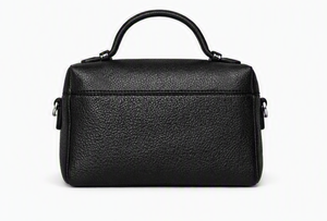 Sac à main chic noir en cuir de veau pleine fleur pour femme - Product Image 3