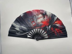Abanico de Mano Personalizado de Alta Calidad QM con Logotipo, 13 Pulgadas (33 cm), Abanico Grande para Fiestas, Impresión en Tela, Abanico de Bambú para Eventos - Product Image 2