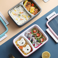 Boîte à lunch moderne portable à double compartiment carré en acier inoxydable 304 de qualité alimentaire, capacité de 501 à 800 ml