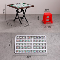Modèle de table de mahjong miniature, rétro, petit tabouret carré, ornement, accessoire de maison de poupée, décoration, jouet d'imitation pour enfants, cadeau