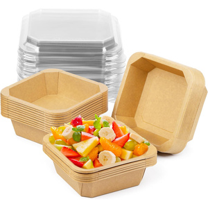 Couvercles jetables multi-tailles en papier kraft de qualité alimentaire pour bols carrés et octogonaux – Idéaux pour repas, riz, salades, desserts, plats à emporter et collations - Product Image 1