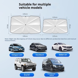 Pare-soleil de pare-brise de voiture rétractable et pliable en aluminium avec protection solaire, isolation thermique, ajustement universel, accessoires de voiture - Product Image 4