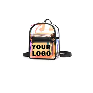 Ransel selempang Laser Pvc lucu transparan tahan air Fashion Logo kustom ransel hologram gadis remaja