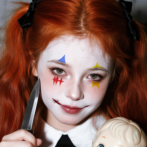 Autocollant de Tatouages Temporaires pour Halloween Clown Effrayant Comique Joker Mal Maquillage d'Halloween Tatouage Imperméable pour Visage Bras - Product Image 4