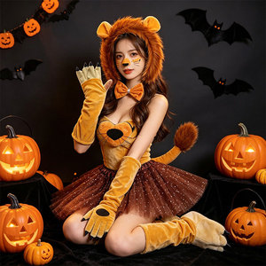 Accessoires <span class=keywords><strong>Cheveux</strong></span> Lion pour Enfants : Ensemble <span class=keywords><strong>Bandeau</strong></span>, Jupe Tutu, Oreilles, Queue, Nœud, Gants et Griffes pour Fête d'Halloween - Product Image 5
