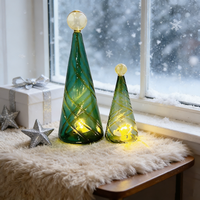 Ensemble d'ornements d'arbre de Noël en verre soufflé à la main en spirale or vert pour la décoration de la maison et des vacances commerciales