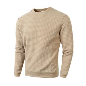 Nueva Llegada de Otoño, Sudadera Informal Holgada para Hombre, Estilo Deportivo Simple, Cuello Redondo, Manga Larga, a Cuadros - Product Image 1