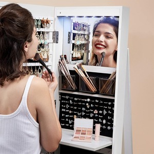 Tavolo da Trucco con Specchio Grande e Luce LED, Mobile con Ampio Spazio di Archiviazione per Camera da Letto, Produttore di Articoli per la Bellezza - Product Image 3