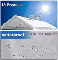 Lona de Repuesto para Cochera, Toldo Portátil para Garaje de 12 x 20 pies, Lona Protectora para Auto Resistente a los Rayos UV e Impermeable