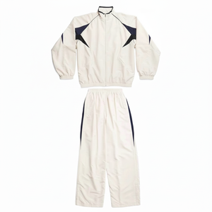 Conjunto de chándal cortavientos liso de nailon personalizado para hombre, ropa de entrenamiento a prueba de viento Vintage, chándal de gran tamaño para hombre 2025 - Product Image 1