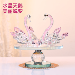 Ornement Cygne en Verre Cristal Rotatif, Cadeau pour Couple, Décoration d'Intérieur, Style Glamour Hollywoodien - Product Image 2