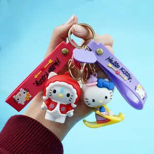 China 100% Real Keychain Factory Supplier Wholesale Hot Selling Cute Mini 3D Lady Soft PVC Rubber Cat Key Chain