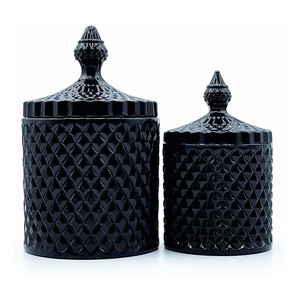 Recipientes de Vidrio Esmerilado Negro y Dorado para Velas, Frascos Mate Medianos con Tapa para Fabricación de Velas - Product Image 4