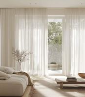 Rideau semi-transparent en lin naturel, effet lin, doux et filtrant la lumière, pour la décoration intérieure de la maison et des hôtels