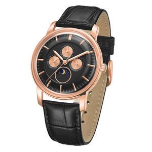 Montre classique en quartz pour homme, 3 aiguilles, mouvement quartz, bracelet en cuir véritable, mouvement japonais, cadran incurvé - Product Image 2