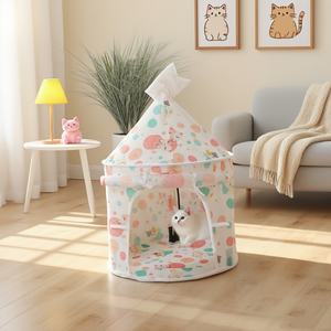 Tente pour chat de conception cartoon, durable, respirante, pour l'intérieur et l'extérieur, tente pliable portable pour chats et petits chiens - Product Image 2