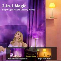 Lampe de table projecteur d'ondes océaniques RGB à LED, sans fil, rechargeable par USB, avec contrôle tactile et intensité réglable, effet vague d'eau