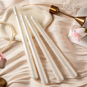 Vela de Hotel de 25 cm con Tallo Largo de Perla, Hecha a Mano, de Cera Mixta, Sin Humo, para Decoración de Mesa, Cena Romántica al Estilo Europeo - Product Image 4