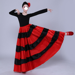 Falda Grande de 180-720 Grados, Clásica, Roja y Negra, <span class=keywords><strong>para</strong></span> Espectáculos de Flamenco y Torero, Traje de Danza Española <span class=keywords><strong>para</strong></span> Mujer - Product Image 3