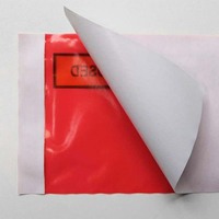 Pochettes autocollantes rouges pour factures, étanches en LDPE, pour bordereaux d'expédition et factures